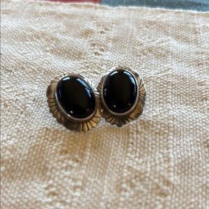 NAK Black and Silver Vintage Stud Earrings